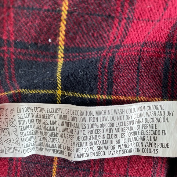 FOREVER 21 Men Red Multi Plaid Long Sleeve Button Down Shirt Size L - Picture 8 of 8